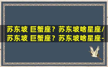 苏东坡 巨蟹座？苏东坡啥星座/苏东坡 巨蟹座？苏东坡啥星座-我的网站